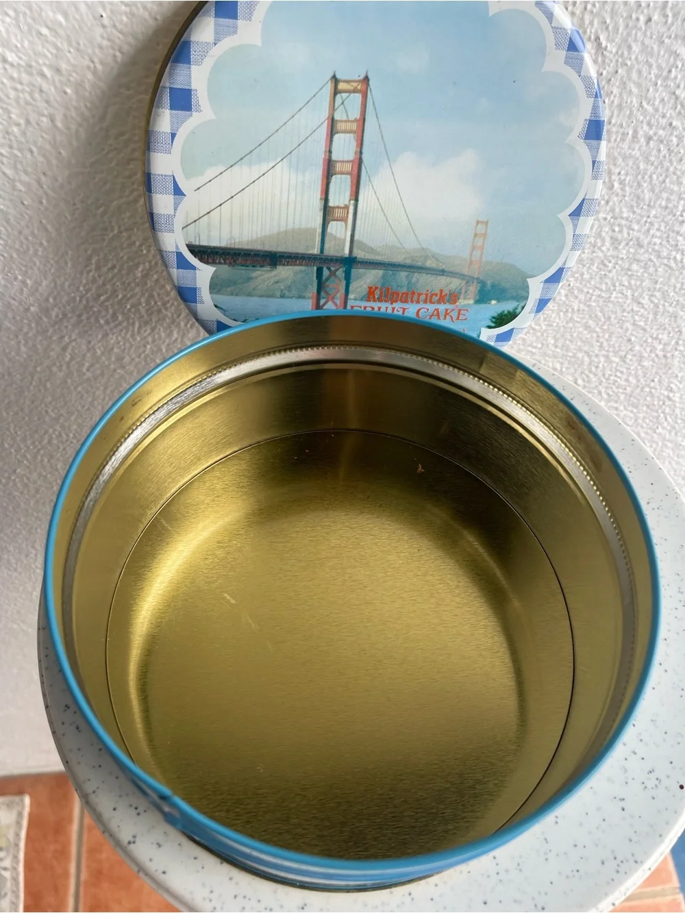 Fruit Cake Tin - Blue Bridge Design